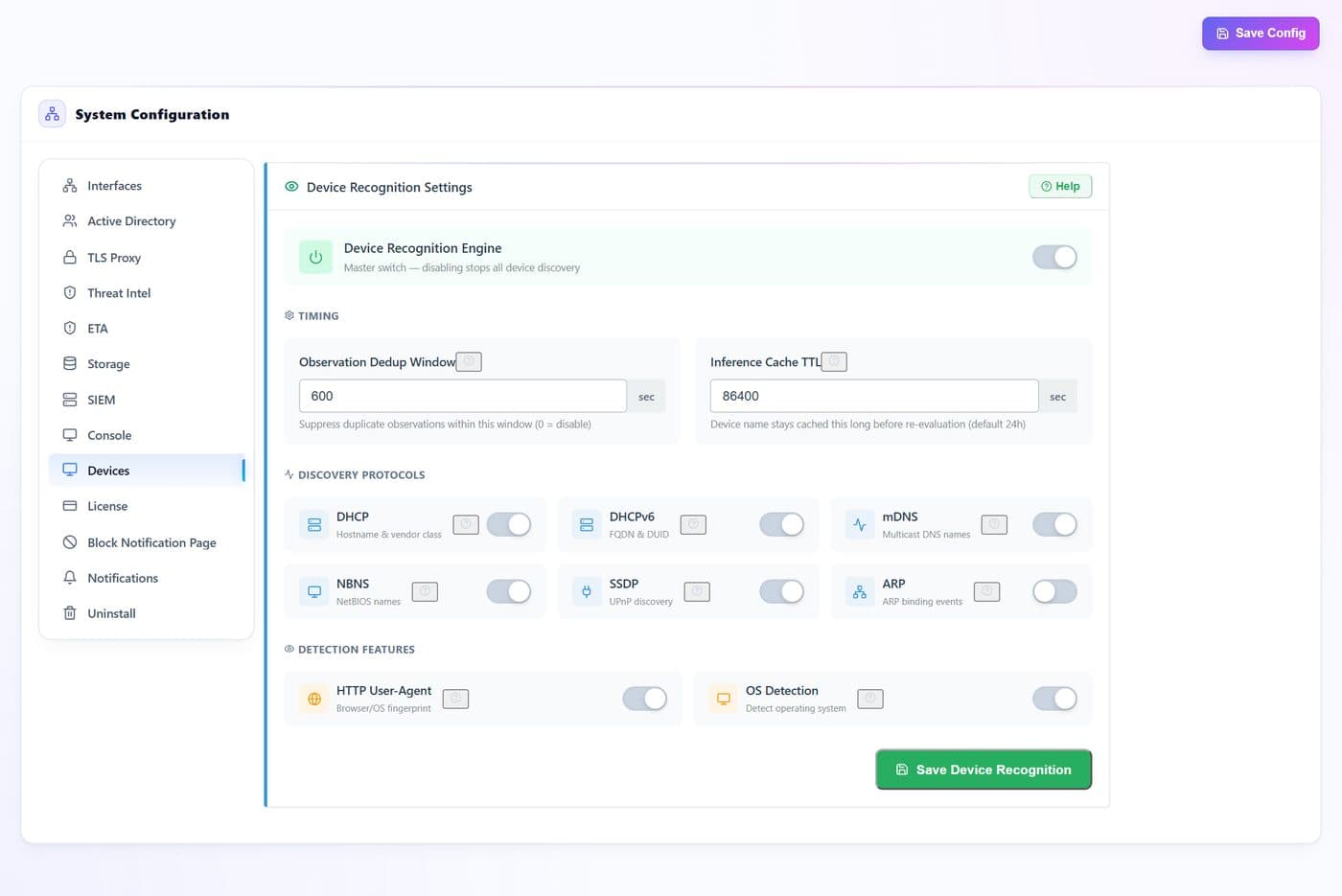 Devices — every documented control marked