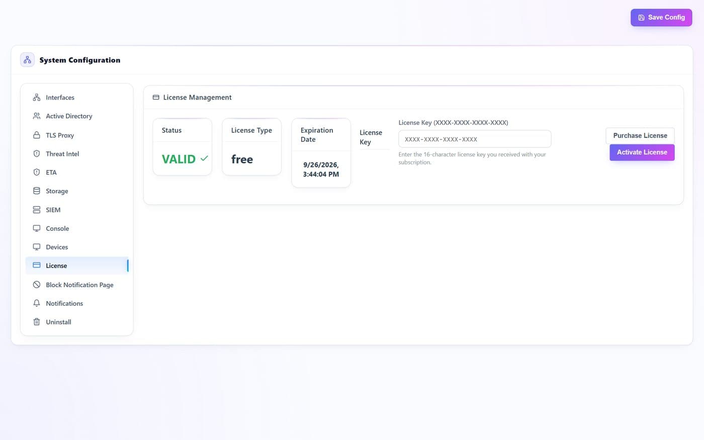 License — every documented control marked